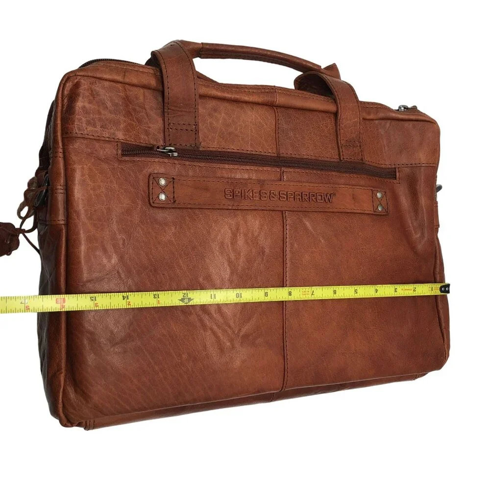 Spike & Sparrow Sawyer Genuine Leather Business Laptop Messenger Bag Brandy